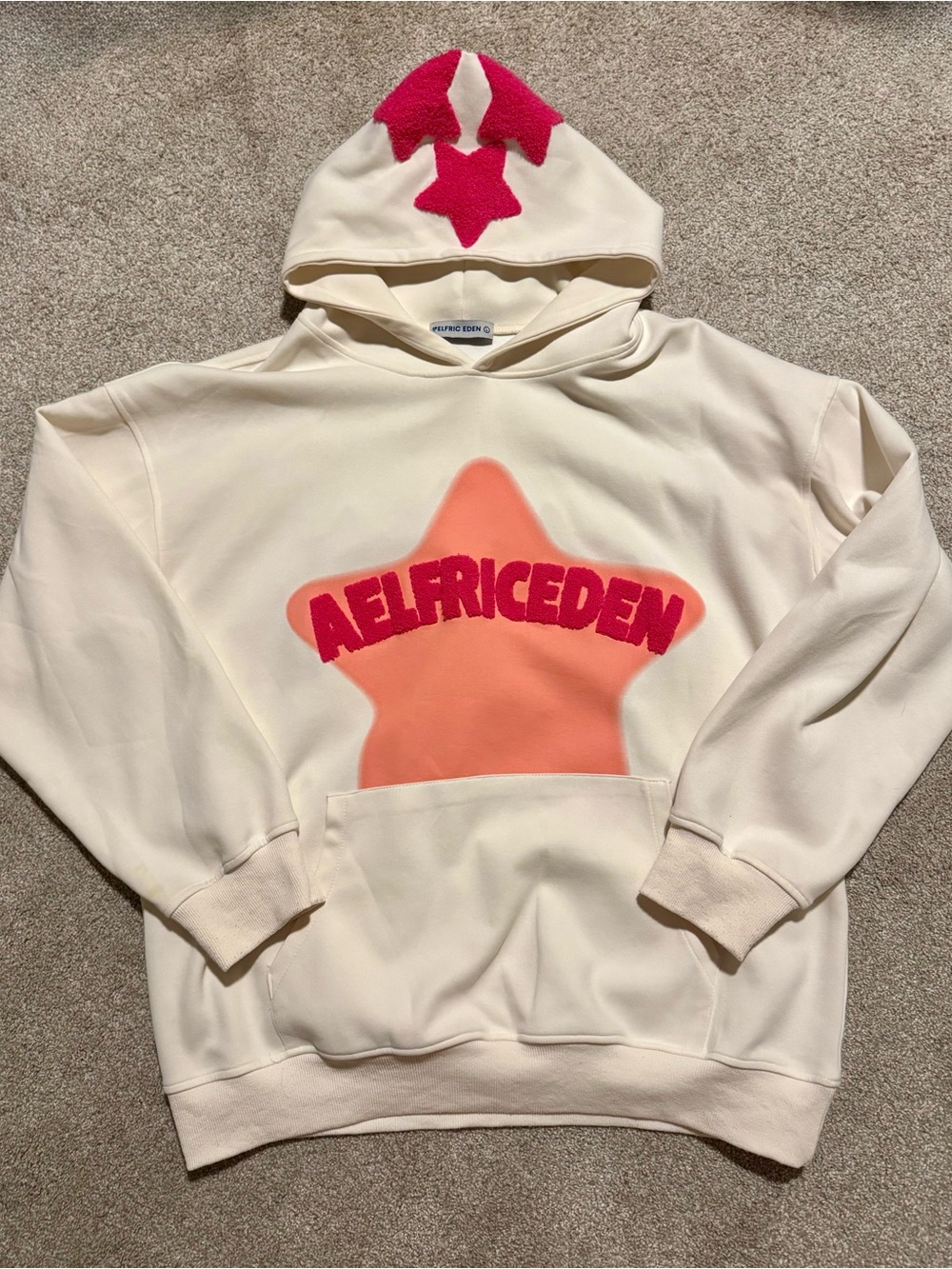 Aelfric Eden Cream Hoodie with Pink & Peach Star